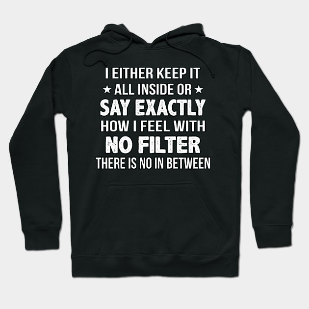 I Either Keep It All Inside Or Say Exactly How I Feel With No Filter There Is No In Between Hoodie by irieana cabanbrbe